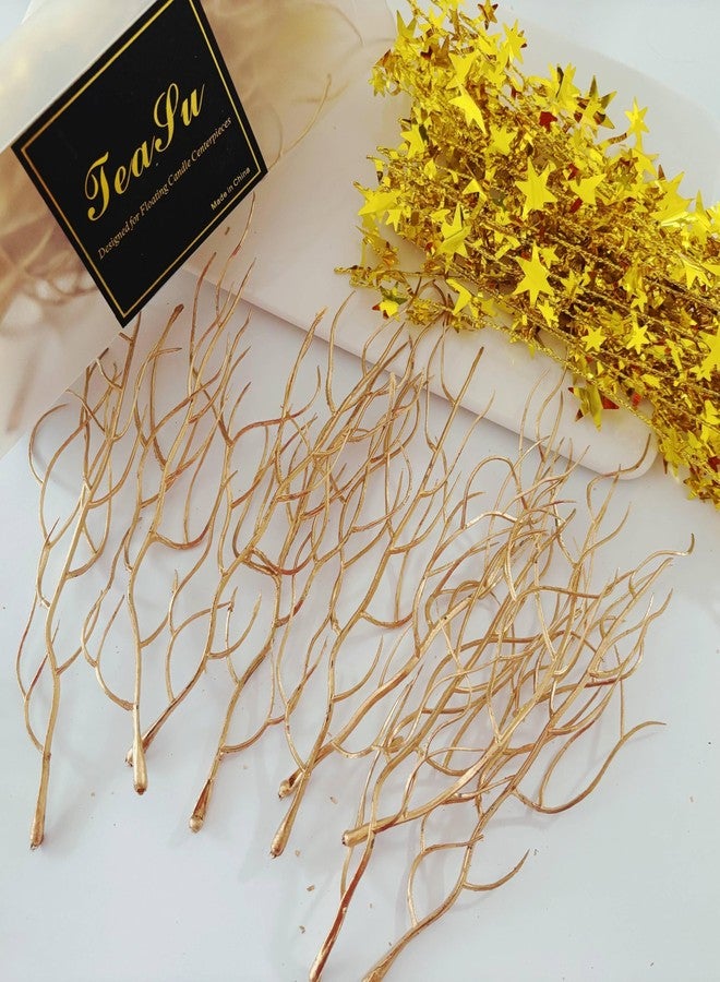TeaSu 36pcs Gold Vase Filler Decor and Gold Star Garland for Christmas and Party Centerpieces Table Decorations, Floating Stem Flowers for Floating Candle Centerpieces - Image 4
